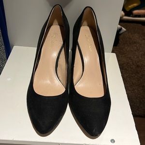 Suede black with leopard heel